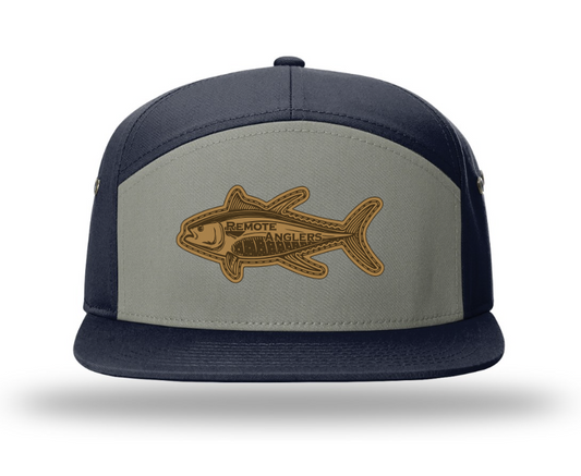 7 Panel Full Fabric in Pigeon Navy I Tuna Leather